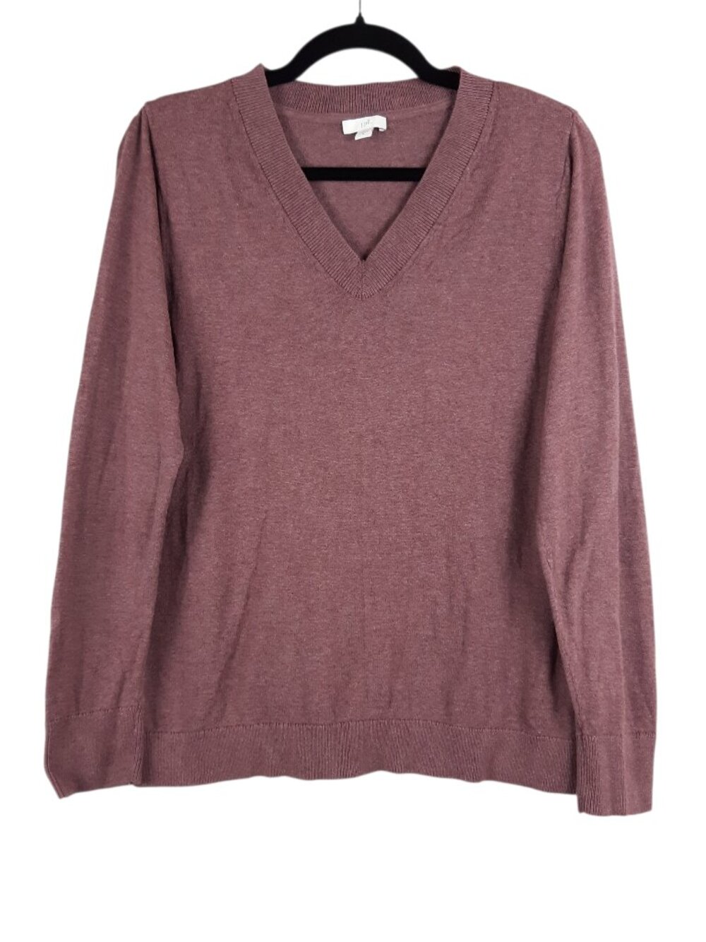 J.Jill V Neck Pullover Plum Sweater Long Sleeve Heathered Purple Size Medium